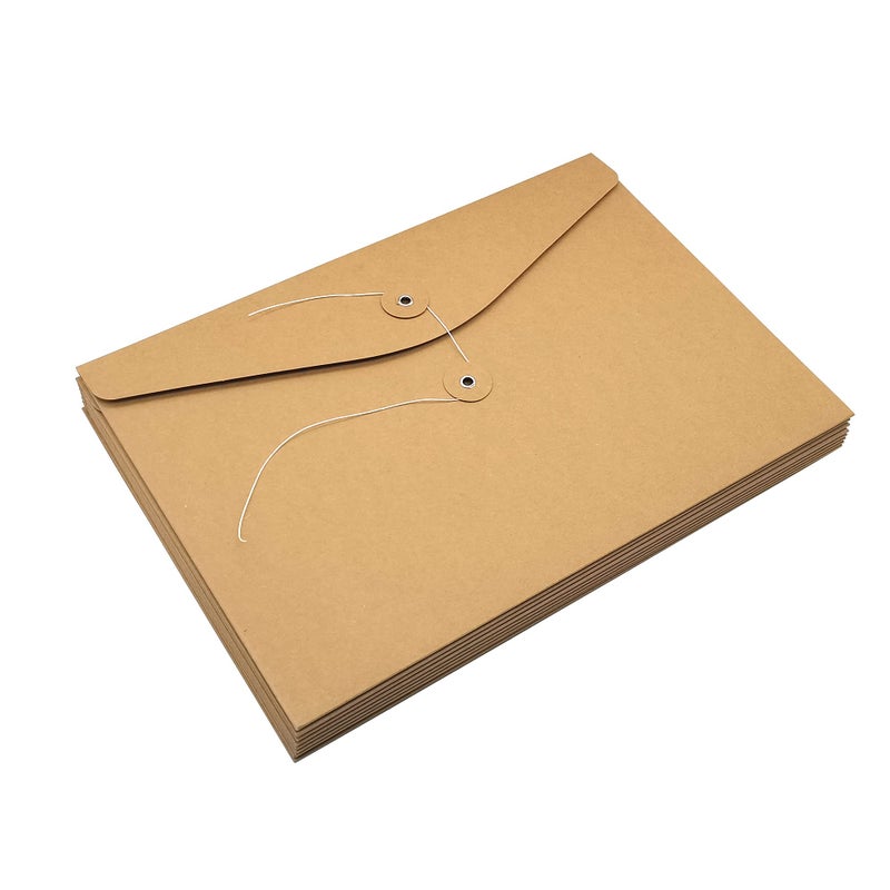 Funny live 10 Pcs A4 Kraft String Envelope File Folders Organizer for Projects | Contracts | Bills | Meeting Documents Pockets Office Supplies (Horizontal Version A4) - Image 3